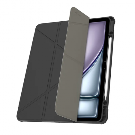 JTLEGEND | iPad Air 13'' 2025, 2024 / iPad Pro 12.9'' 2022, 2021, 2020 Youth相機快取透明防摔殼(含Apple Pencil槽)-曜黑