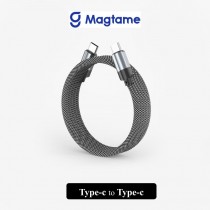 Magtame | 磁吸收納編織充電線 Type-C to  Type-C(60W) - 銀黑色